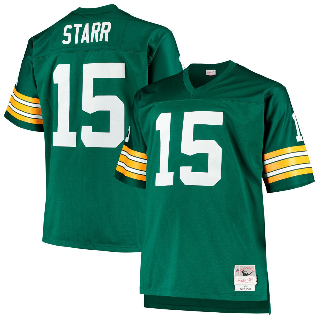 Mitchell & Ness Bart Starr Green Bay Packers Big & Tall 1968 Retired Player Replica Jersey Green