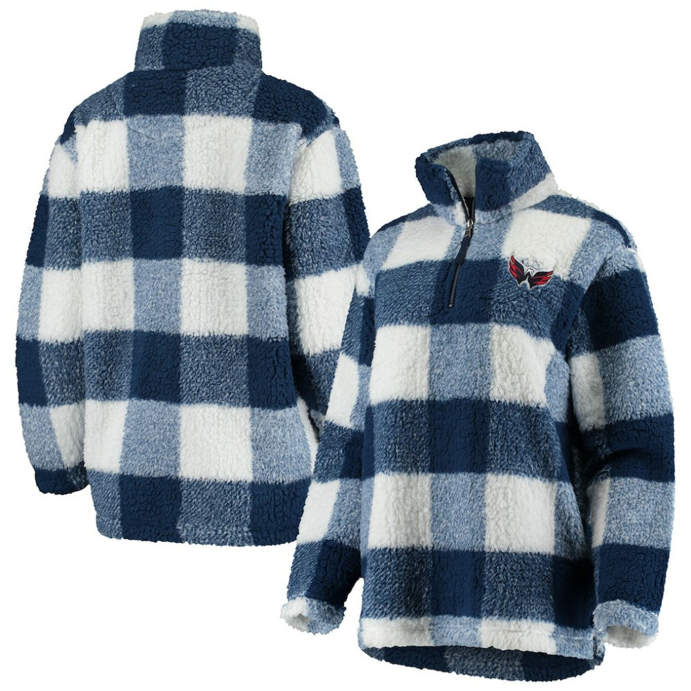 Washington Capitals G-III 4Her by Carl Banks Women's Plaid Sherpa Quarter-Zip Jacket - Navy/White - NHL 4049428