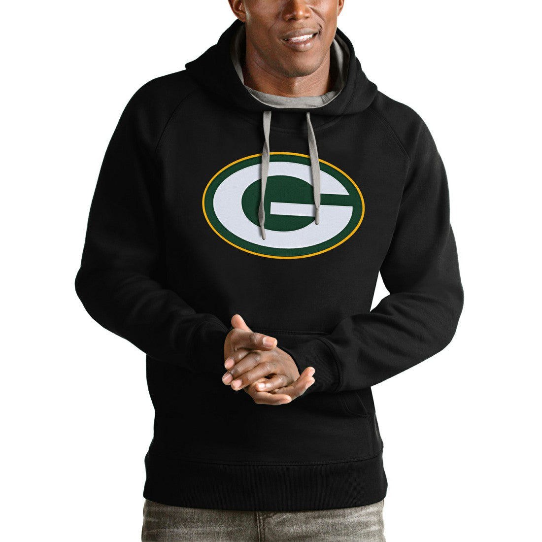 Green Bay Packers Antigua Victory Pullover Hoodie Black