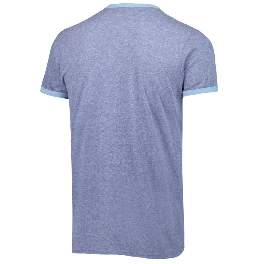 Seattle Kraken Fanatics Buzzer Beater Tri-Blend Ringer T-Shirt - Heathered Deep Sea Blue - NHL 4049820