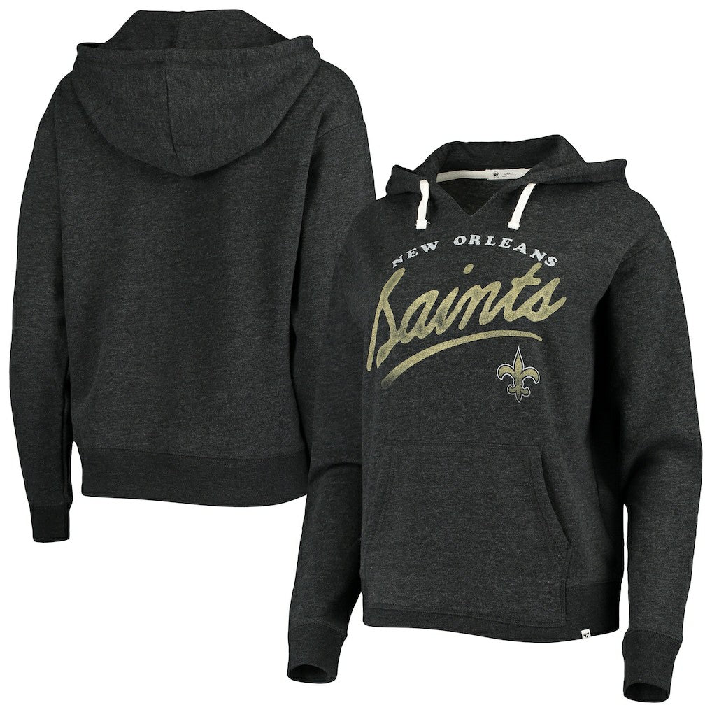 47 brand New Orleans Saints '47 Women's Cross Script Emerson Hoodie Heather Charcoal