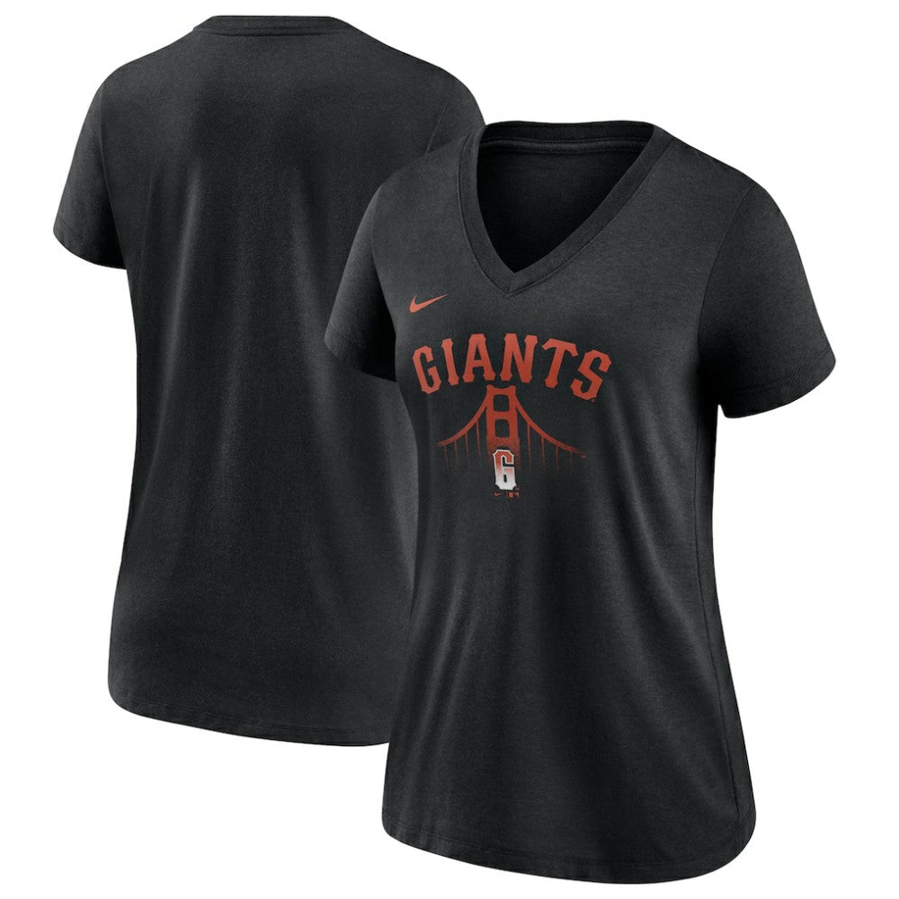 San Francisco Giants Nike Women's City Connect Tri-Blend V-Neck T-Shirt - Black - Nike Lifestyle