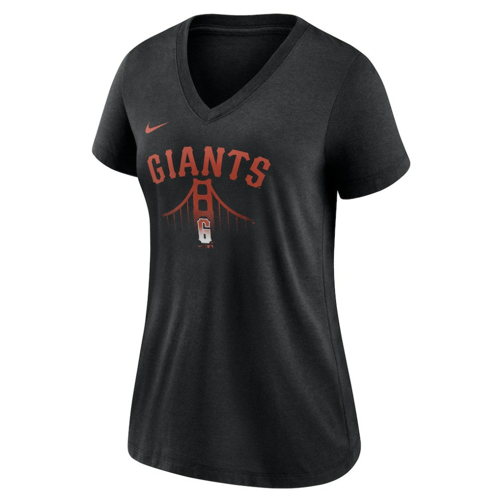 San Francisco Giants Nike Women's City Connect Tri-Blend V-Neck T-Shirt - Black - Nike Lifestyle