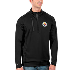 Pittsburgh Steelers Antigua Generation Quarter-Zip Pullover Jacket Black/Charcoal