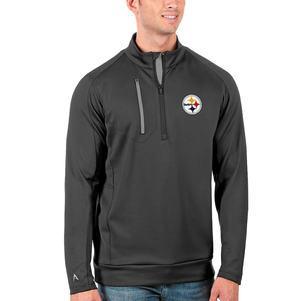 Pittsburgh Steelers Antigua Generation Quarter-Zip Pullover Jacket Charcoal/Silver