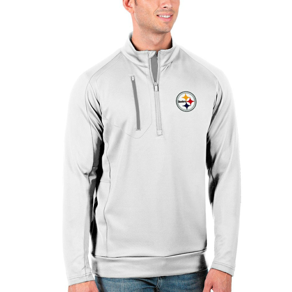 Pittsburgh Steelers Antigua Generation Quarter-Zip Pullover Jacket White/Silver