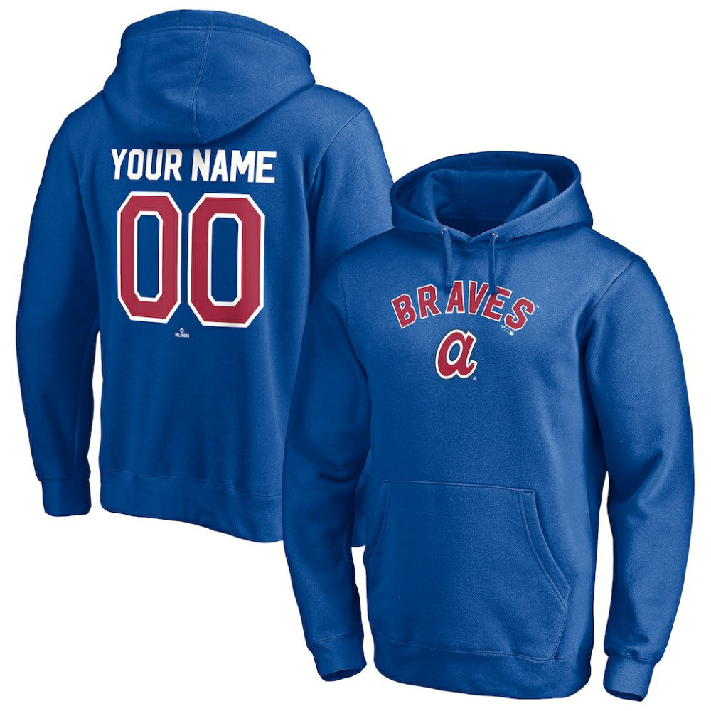 Atlanta Braves Cooperstown Winning Streak Personalized Name & Number Pullover Hoodie - Royal - MLB on Sale