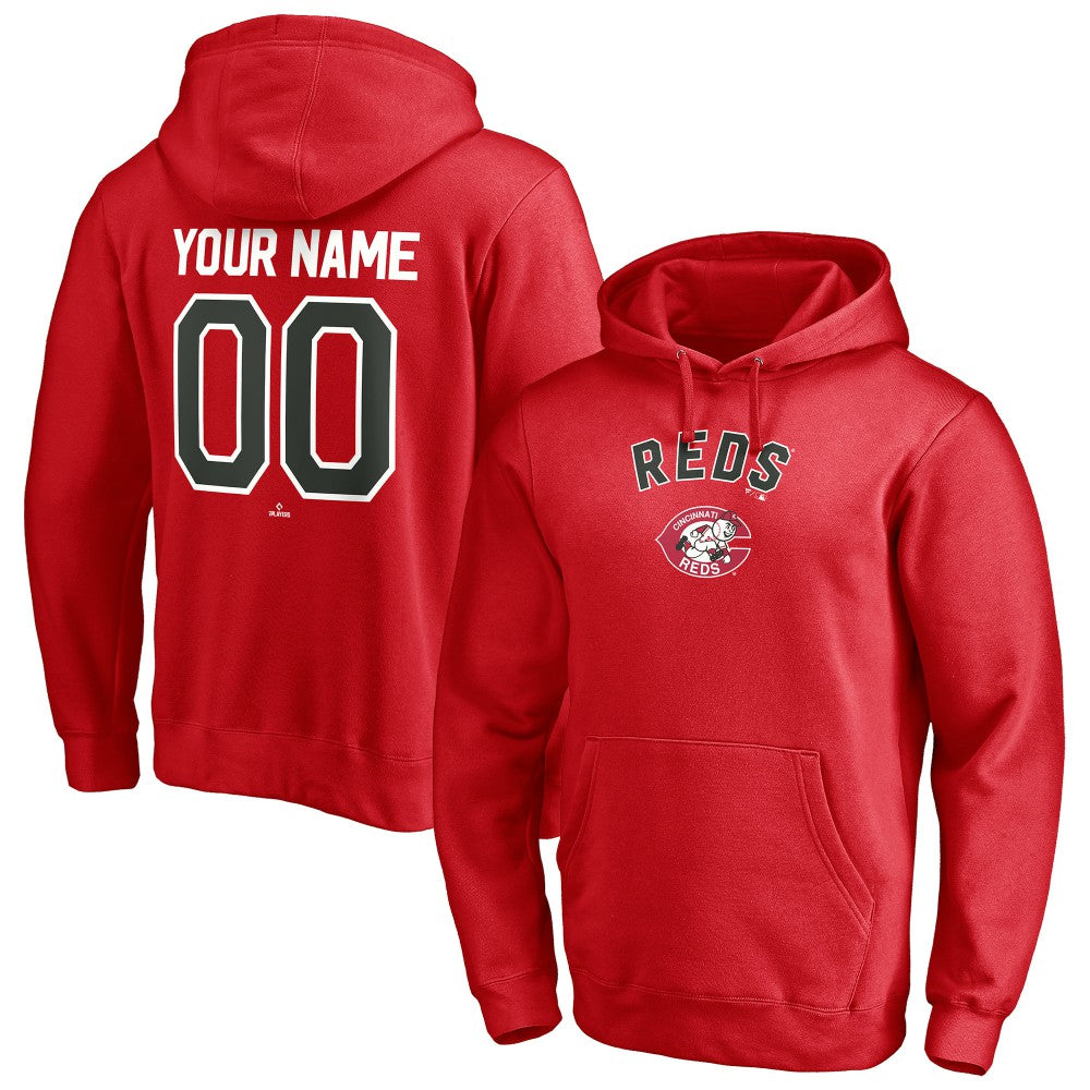Cincinnati Reds Cooperstown Winning Streak Personalized Name & Number Pullover Hoodie - Red - MLB on Sale