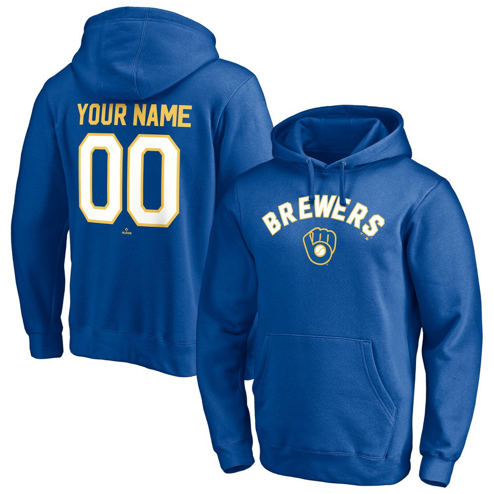 Milwaukee Brewers Cooperstown Winning Streak Personalized Name & Number Pullover Hoodie - Royal - MLB Lifestyle