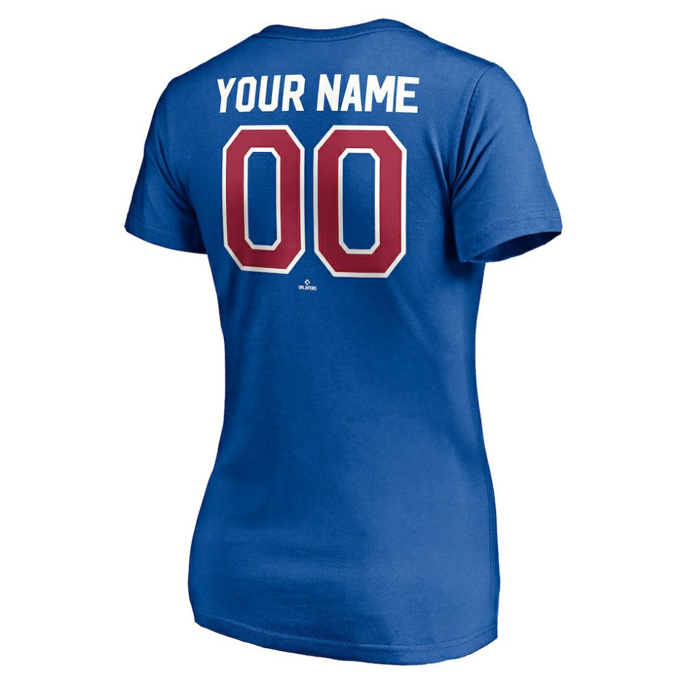 Atlanta Braves Women's Cooperstown Winning Streak Personalized Name & Number V-Neck T-Shirt - Royal - MLB Online