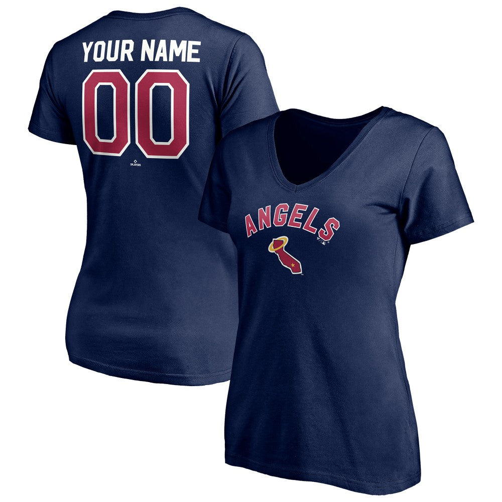 Los Angeles Angels Women's Cooperstown Winning Streak Personalized Name & Number V-Neck T-Shirt - Navy - MLB Lifestyle