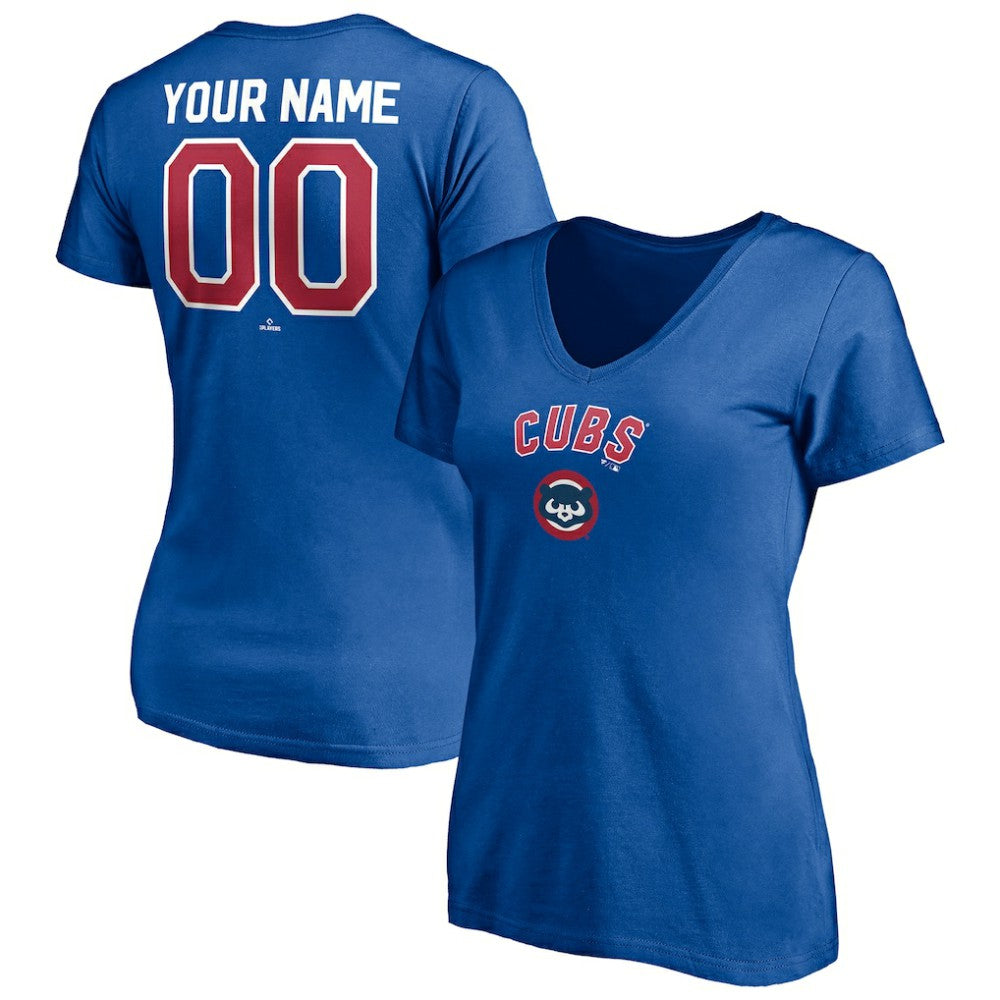 Chicago Cubs Women's Cooperstown Winning Streak Personalized Name & Number V-Neck T-Shirt - Royal - MLB Online