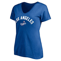 Los Angeles Dodgers Women's Cooperstown Winning Streak Personalized Name & Number V-Neck T-Shirt - Royal - MLB Discount