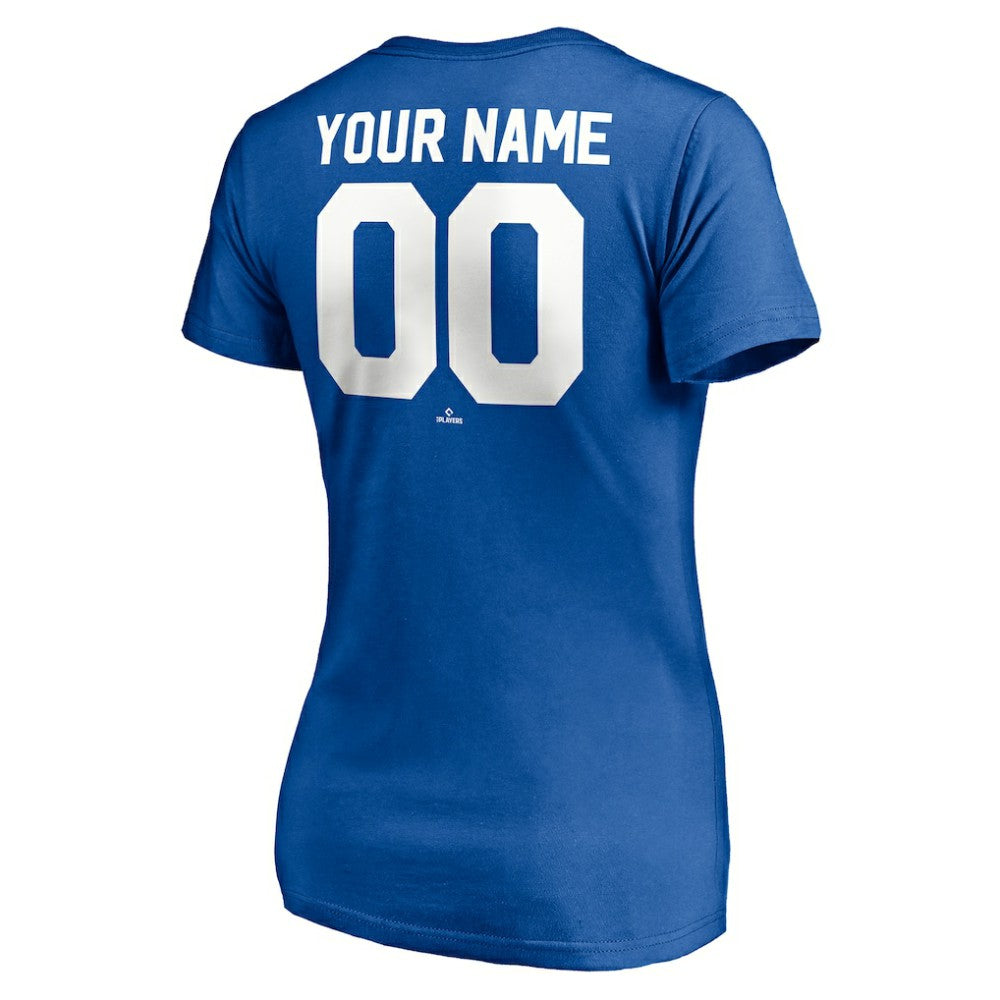 Los Angeles Dodgers Women's Cooperstown Winning Streak Personalized Name & Number V-Neck T-Shirt - Royal - MLB Discount
