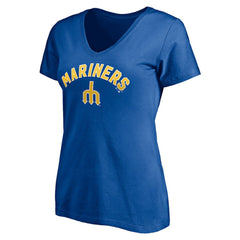 Seattle Mariners Women's Cooperstown Winning Streak Personalized Name & Number V-Neck T-Shirt - Royal - MLB Lifestyle