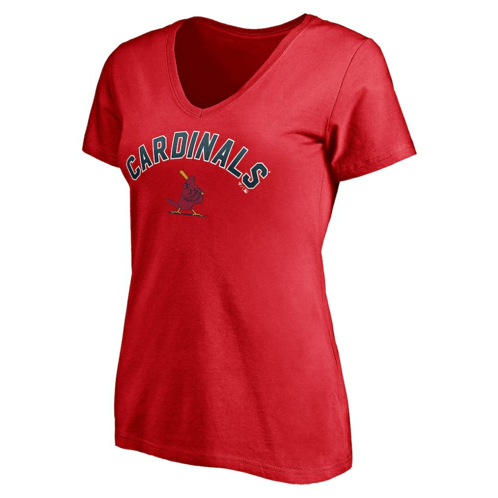 St. Louis Cardinals Women's Cooperstown Winning Streak Personalized Name & Number V-Neck T-Shirt - Red - MLB Discount