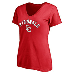 Washington Nationals Women's Cooperstown Winning Streak Personalized Name & Number V-Neck T-Shirt - Red - MLB Discount