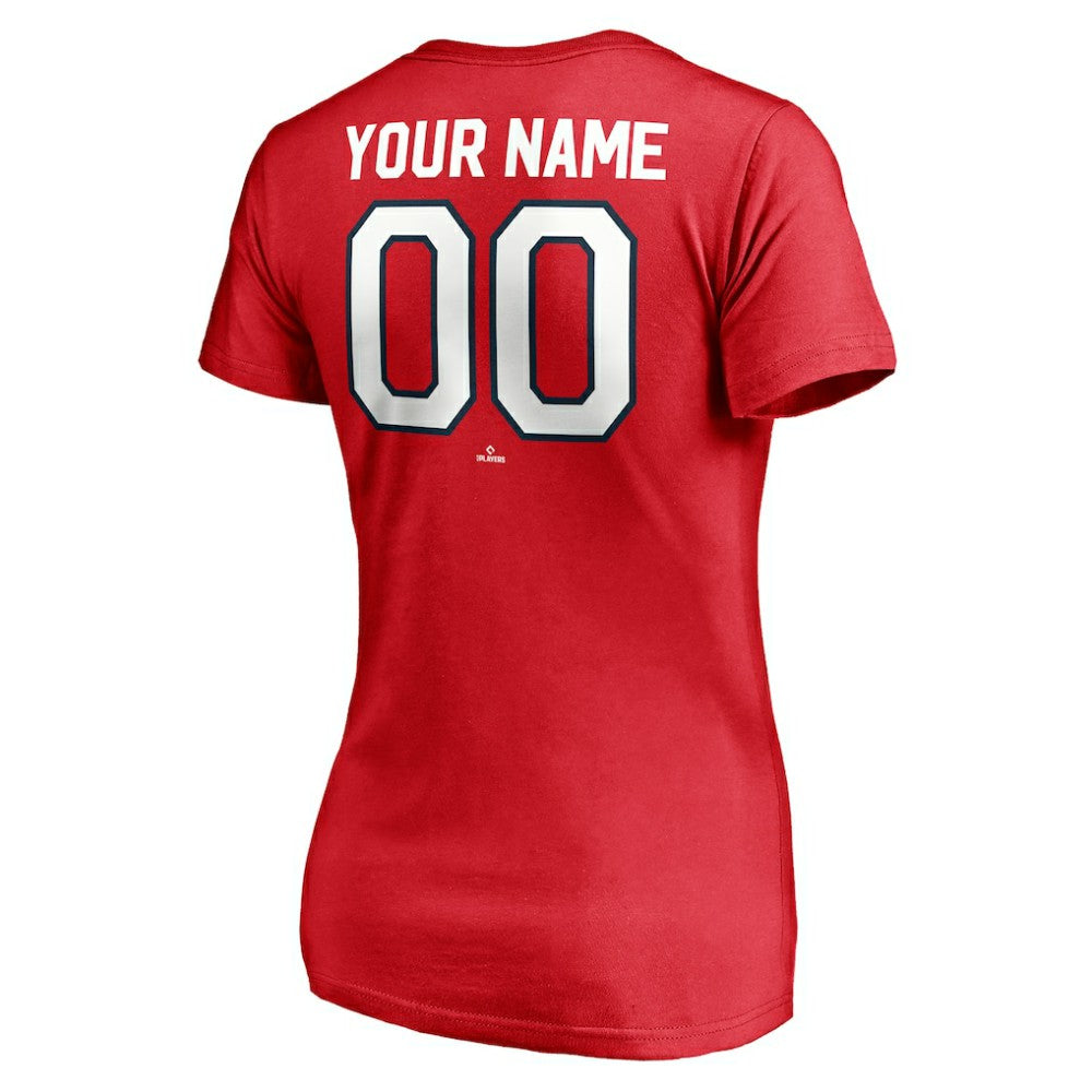 Washington Nationals Women's Cooperstown Winning Streak Personalized Name & Number V-Neck T-Shirt - Red - MLB Discount