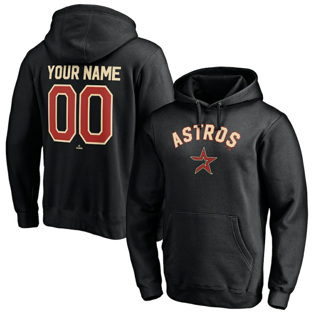 Houston Astros Cooperstown Winning Streak Alternate Personalized Name & Number Pullover Hoodie - Black - MLB Sale