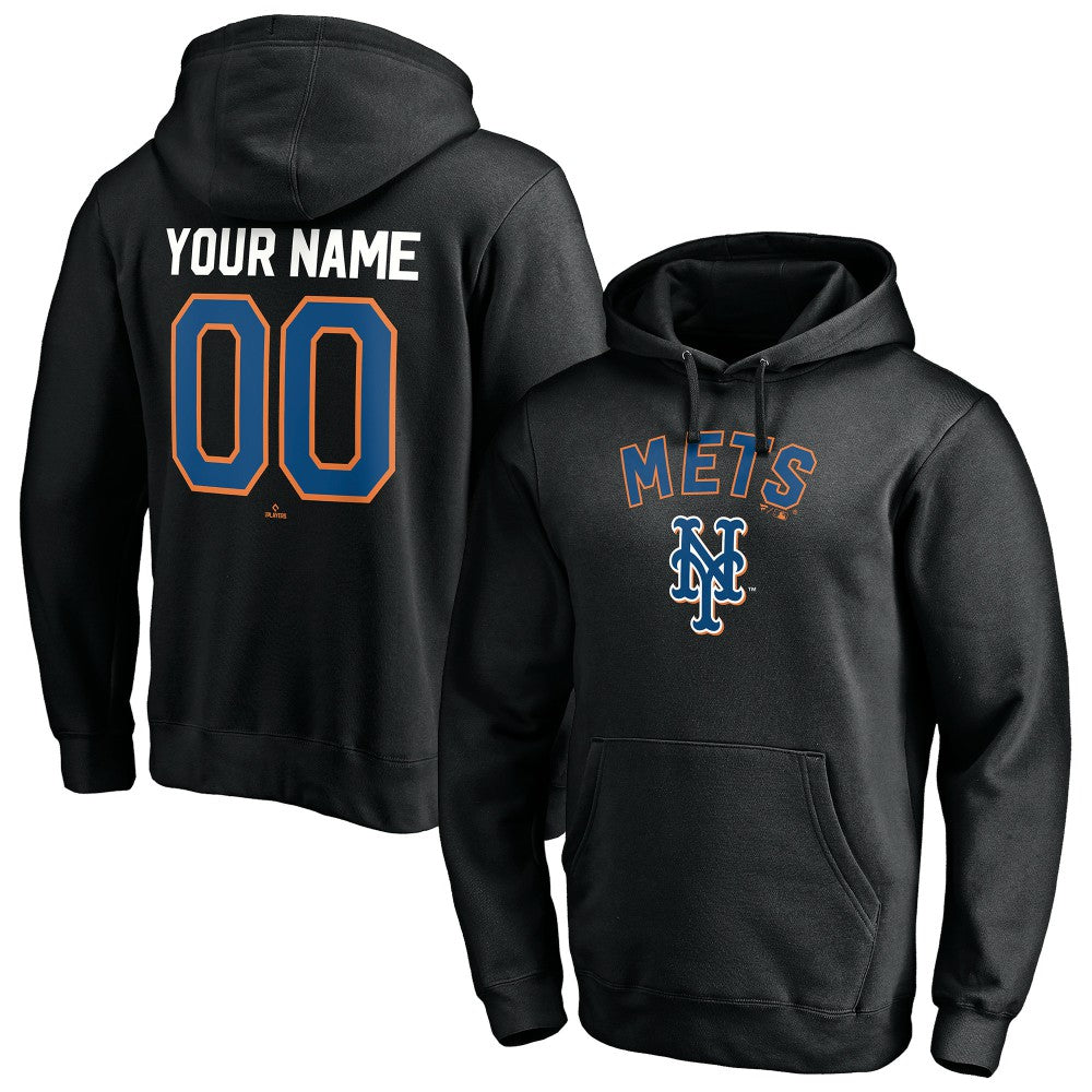 New York Mets Cooperstown Winning Streak Alternate Personalized Name & Number Pullover Hoodie - Black - MLB Sale