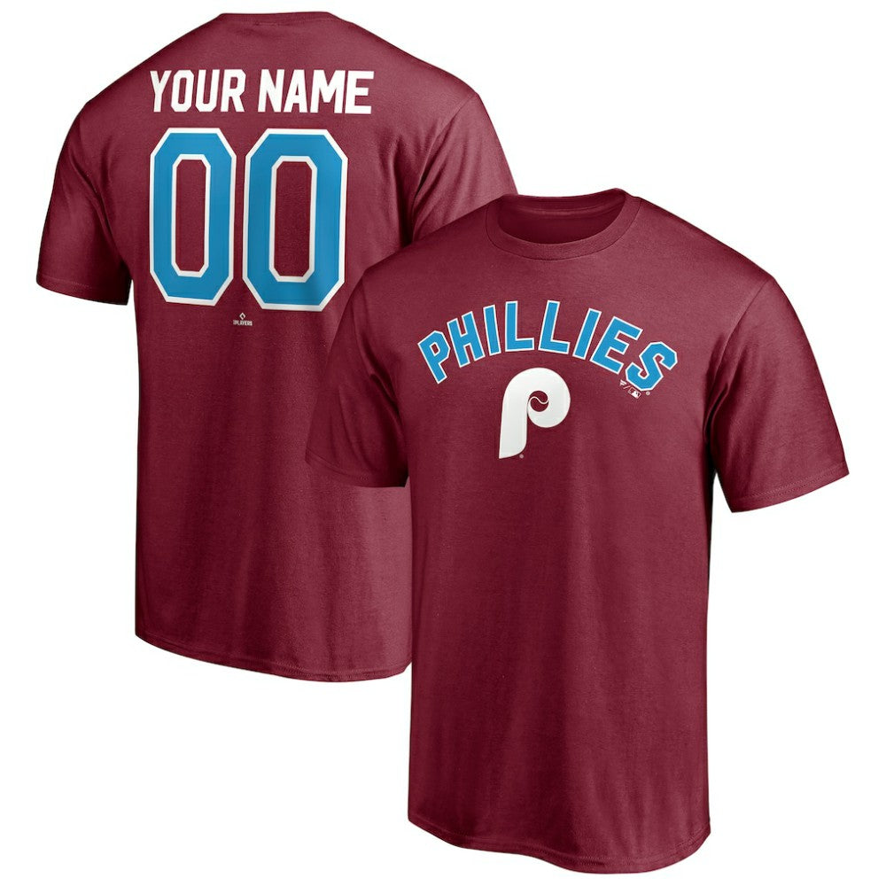 Philadelphia Phillies Cooperstown Winning Streak Alternate Personalized Name & Number T-Shirt - Burgundy - MLB Lifestyle