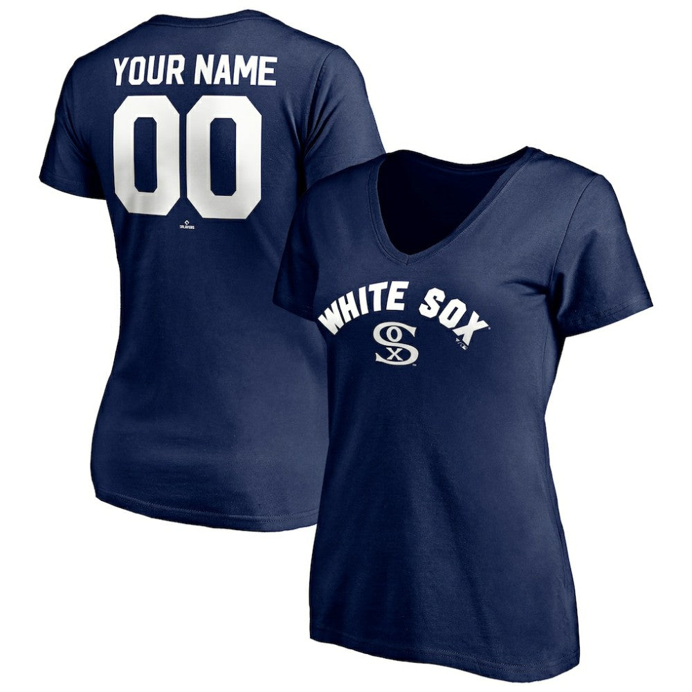 Chicago White Sox Women's Cooperstown Winning Streak Alternate Personalized Name & Number V-Neck T-Shirt - Navy - MLB Lifestyle