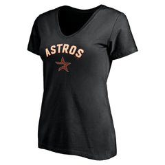 Houston Astros Women's Cooperstown Winning Streak Alternate Personalized Name & Number V-Neck T-Shirt - Black - MLB Sale