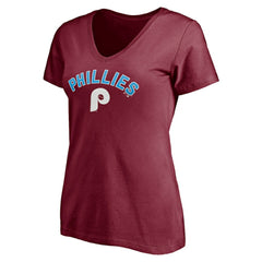 Philadelphia Phillies Women's Cooperstown Winning Streak Alternate Personalized Name & Number V-Neck T-Shirt - Burgundy - MLB on Sale