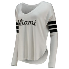 Miami Marlins Tiny Turnip Women's Jalynne Jersey Tri-Blend Long Sleeve V-Neck T-Shirt - White - MLB Discount