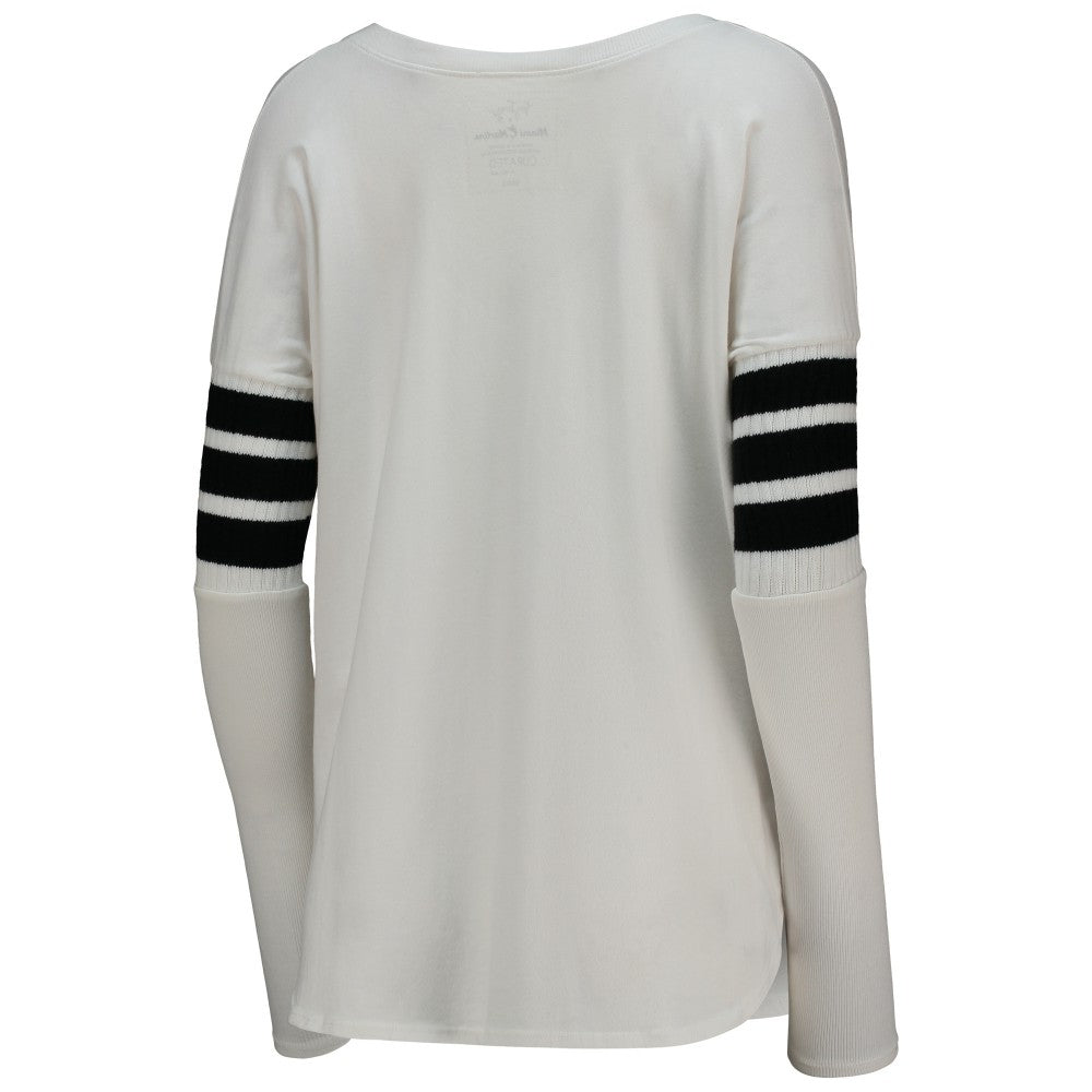 Miami Marlins Tiny Turnip Women's Jalynne Jersey Tri-Blend Long Sleeve V-Neck T-Shirt - White - MLB Discount