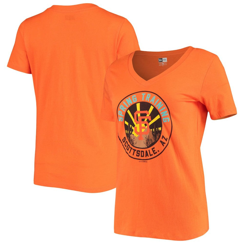 San Francisco Giants New Era Women's Spring Training Circle V-Neck T-Shirt - Orange - New Era Online
