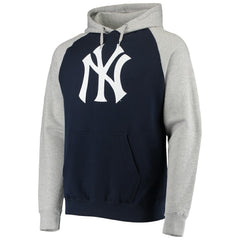 New York Yankees Stitches Raglan Pullover Hoodie - Heathered Gray/Navy - MLB Lifestyle