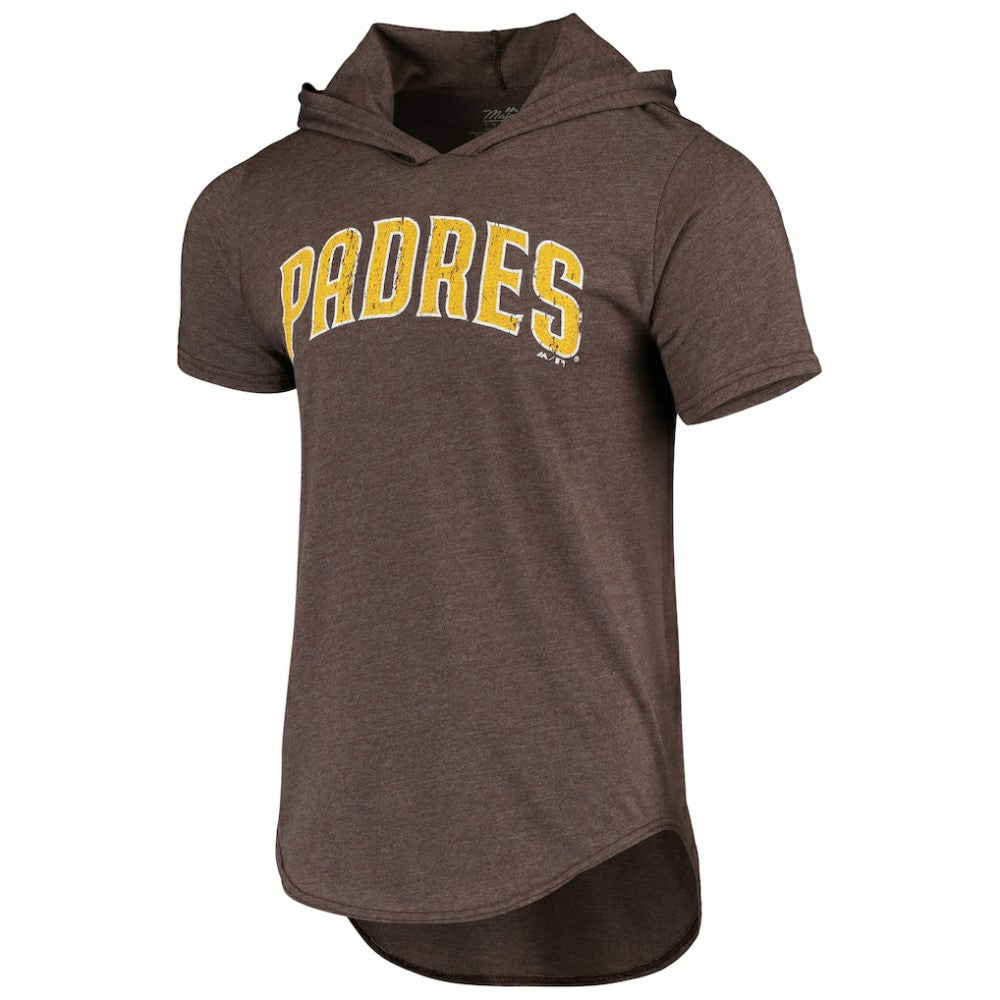 Fernando Tatis Jr. San Diego Padres Majestic Threads Softhand Player Tri-Blend Hoodie T-Shirt - Heathered Brown - MLB Lifestyle
