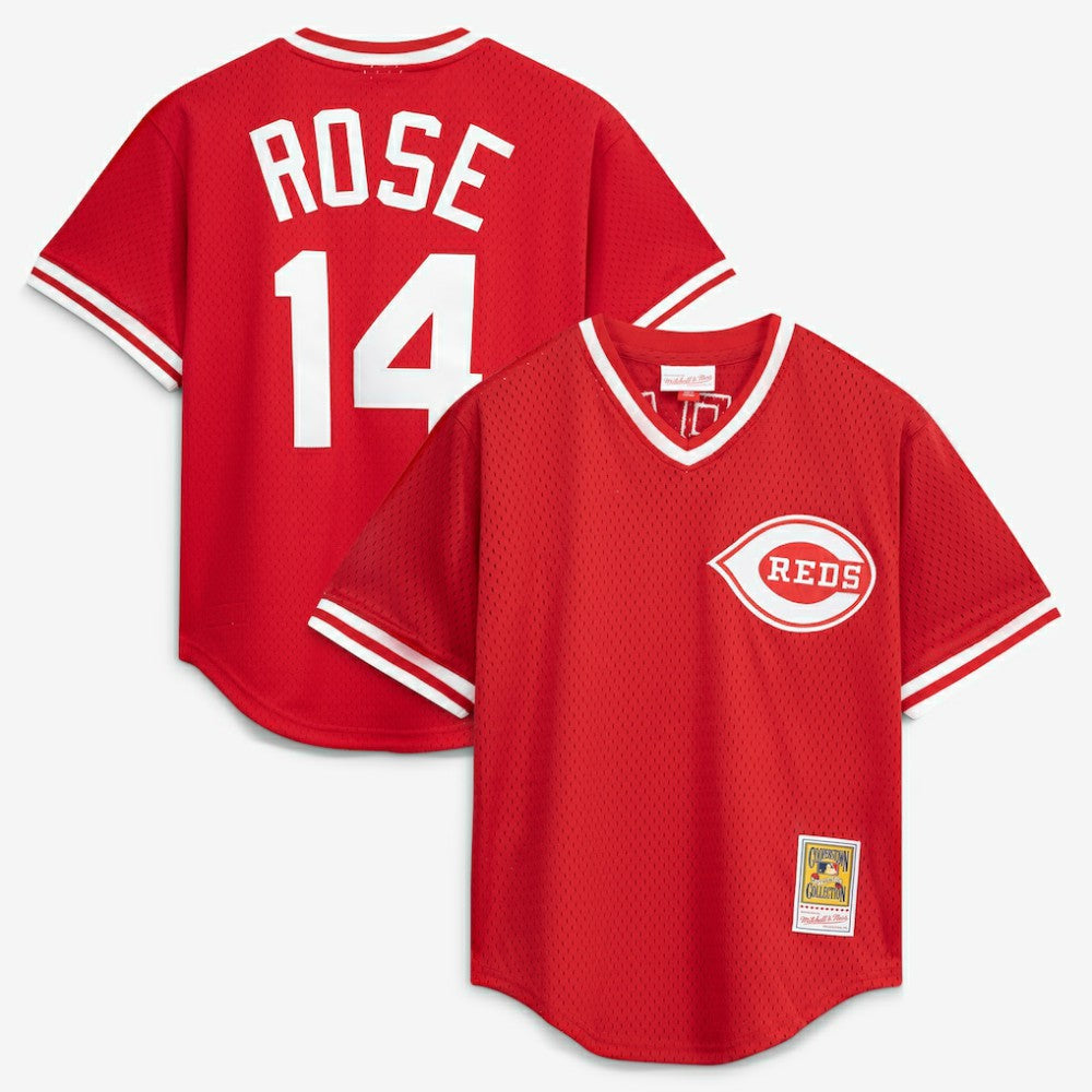 Pete Rose Cincinnati Reds Mitchell & Ness Authentic Batting Practice Jersey - Red - Mitchell & Ness Discount