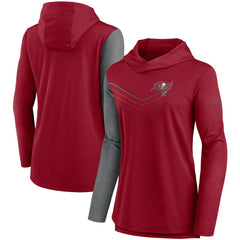 Nike Tampa Bay Buccaneers Women's Chevron Hoodie Performance Long Sleeve T-Shirt Red/Heathered Charcoal