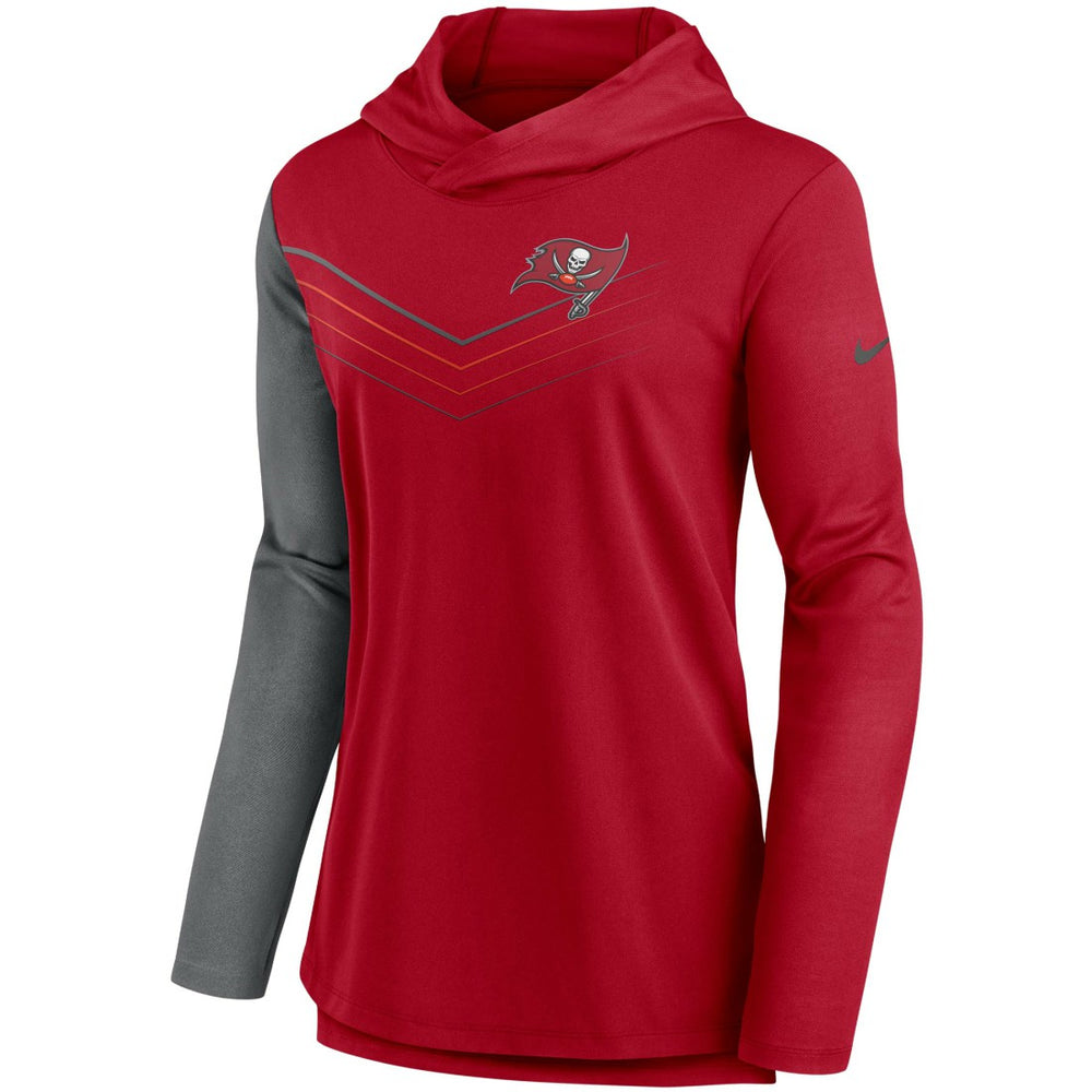 Nike Tampa Bay Buccaneers Women's Chevron Hoodie Performance Long Sleeve T-Shirt Red/Heathered Charcoal