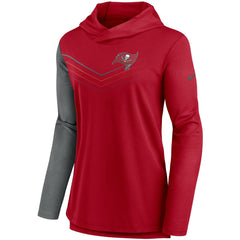 Nike Tampa Bay Buccaneers Women's Chevron Hoodie Performance Long Sleeve T-Shirt Red/Heathered Charcoal