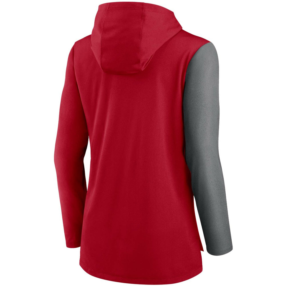 Nike Tampa Bay Buccaneers Women's Chevron Hoodie Performance Long Sleeve T-Shirt Red/Heathered Charcoal