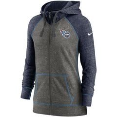Nike Tennessee Titans Women's Gym Vintage Raglan Full-Zip Hoodie Heathered Charcoal/Navy