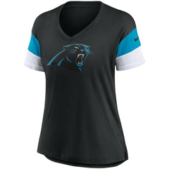 Nike Carolina Panthers Women's Team Logo Fashion Performance Tri-Blend V-Neck T-Shirt Black