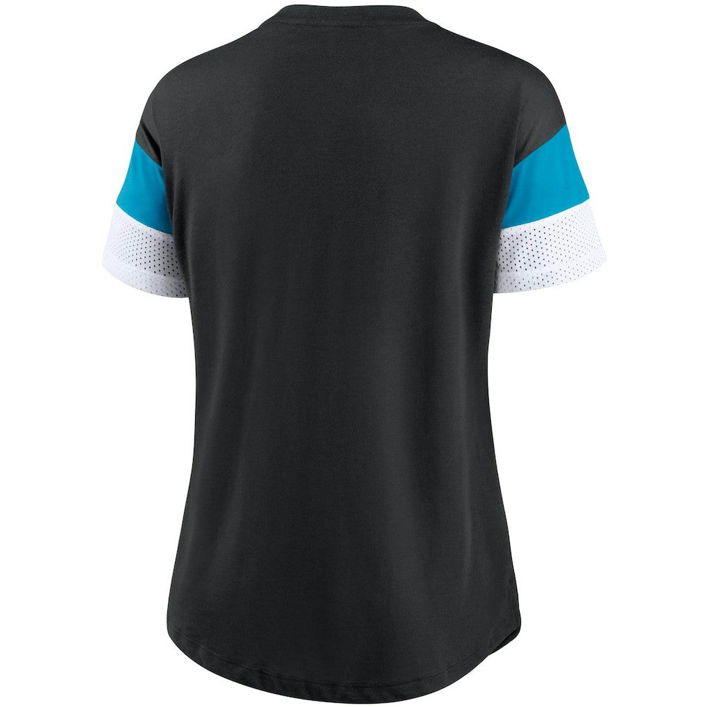 Nike Carolina Panthers Women's Team Logo Fashion Performance Tri-Blend V-Neck T-Shirt Black