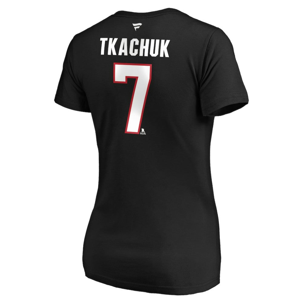 Brady Tkachuk Ottawa Senators Fanatics Women's Authentic Stack Name & Number V-Neck T-Shirt - Black - NHL 4100541