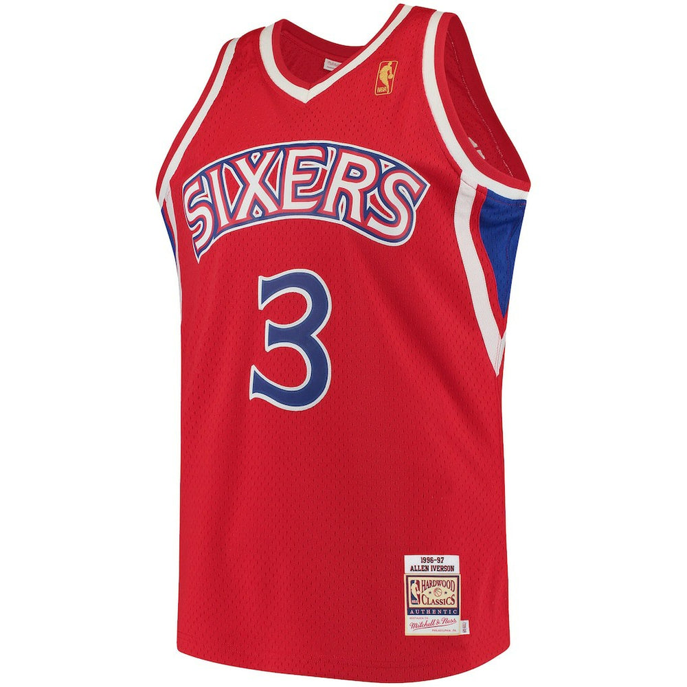 Allen Iverson Philadelphia 76ers 1996/97 Hardwood Classics Authentic Jersey Red | Mitchell & Ness online