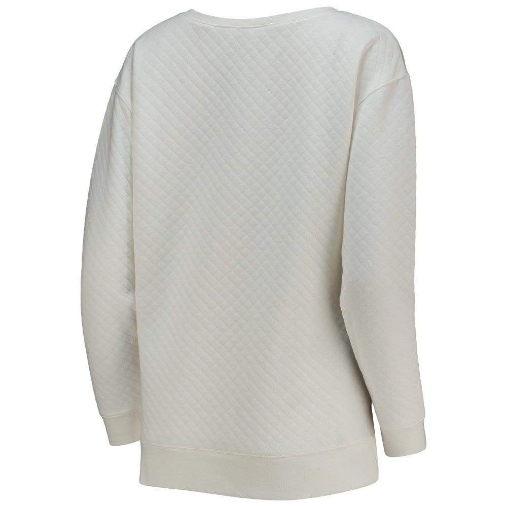 Miami Marlins Concepts Sport Women's Quilted Pullover Sweatshirt - White/Cream - MLB Sale