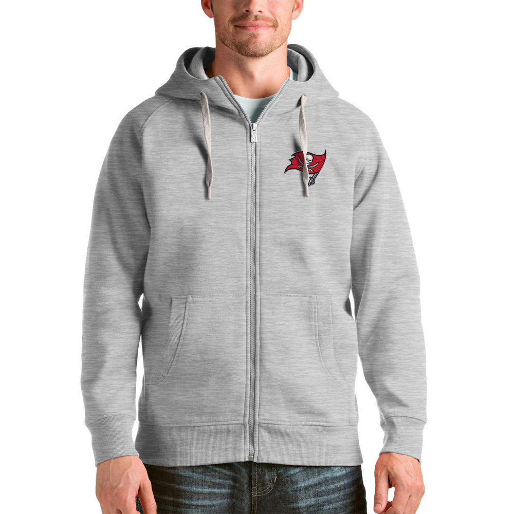 Tampa Bay Buccaneers Antigua Victory Full-Zip Hoodie Heather Gray