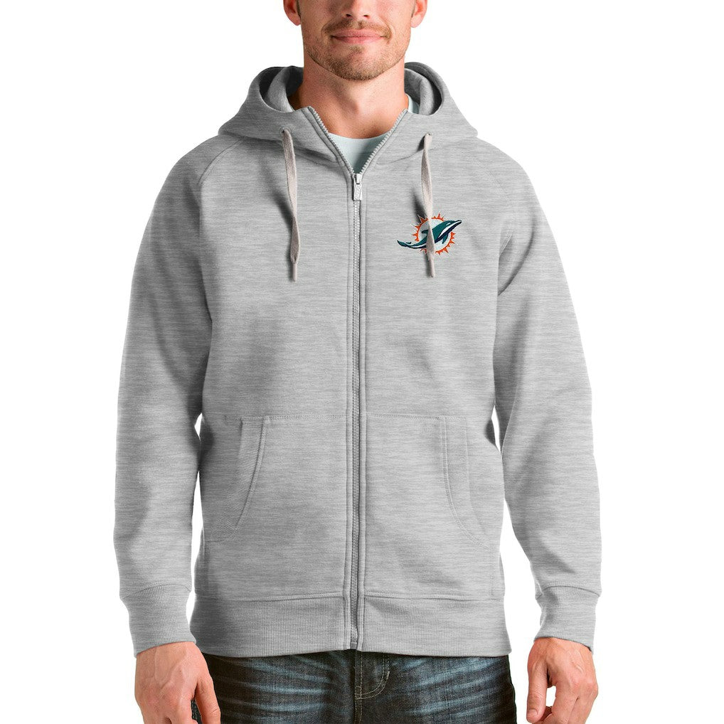 Miami Dolphins Antigua Victory Full-Zip Hoodie Heather Gray