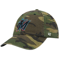 Miami Marlins '47 Team Clean Up Adjustable Hat - Camo - 47 brand Lifestyle