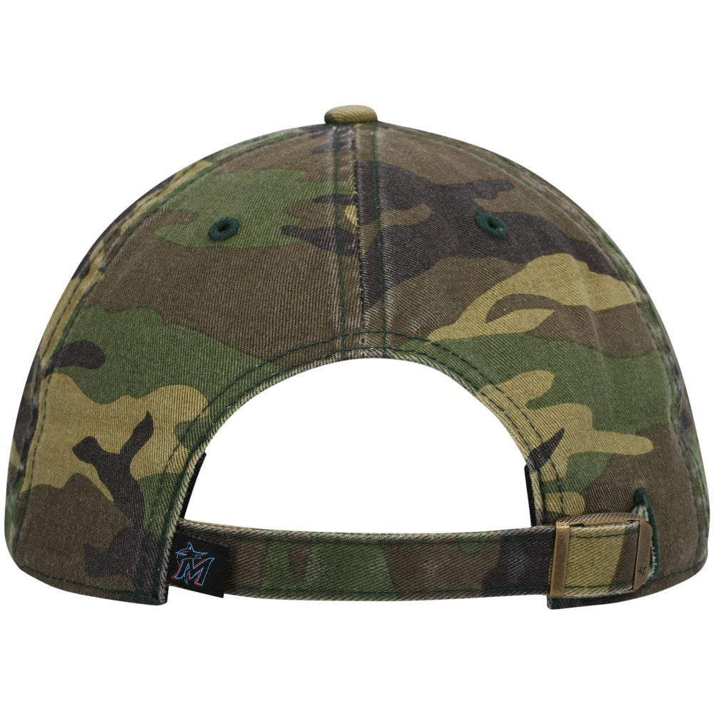Miami Marlins '47 Team Clean Up Adjustable Hat - Camo - 47 brand Lifestyle