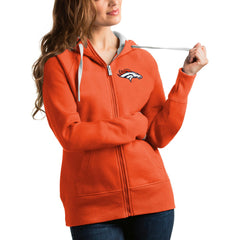 Denver Broncos Antigua Women's Victory Full-Zip Hoodie Orange