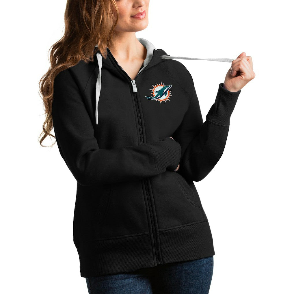 Miami Dolphins Antigua Women's Victory Full-Zip Hoodie Black